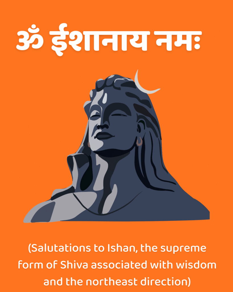 Om Ishanaya Namah – Salutations to Ishan, the Supreme Ruler and Divine Form of Shiva